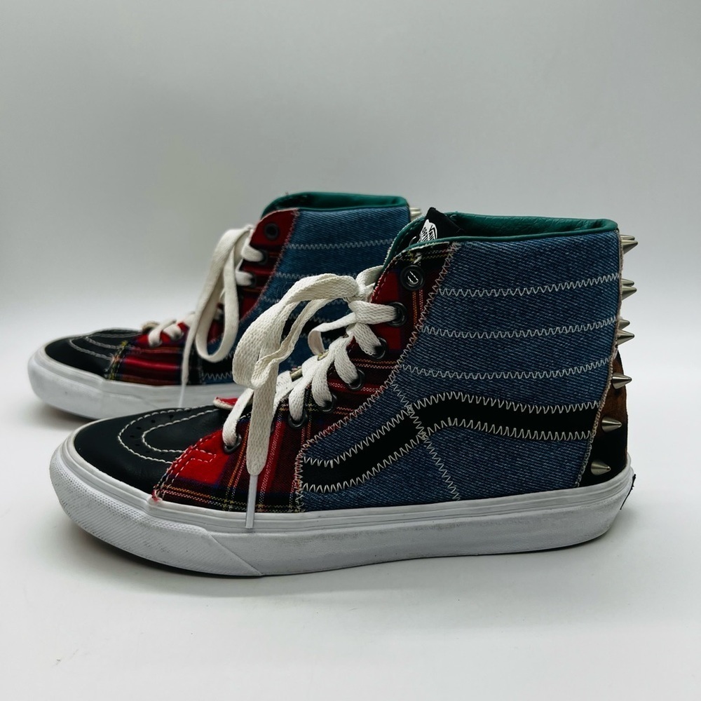 Vans Unisex High-Top Sneakers - Red, Blue and Black Men size 6 Women’s 7.5